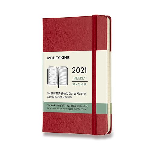 Diár MOLESKINE 2021 týždenný tvrdý červený S