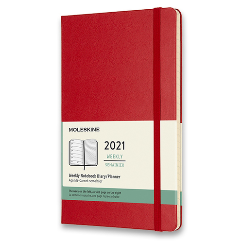 Diár MOLESKINE 2021 týždenný tvrdý červený L