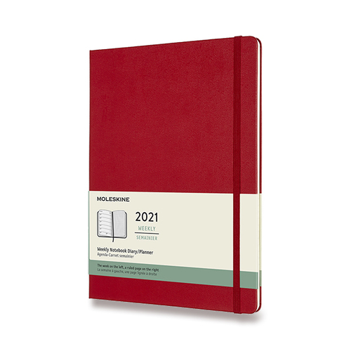 Diár MOLESKINE 2021 týždenný tvrdý červený XL