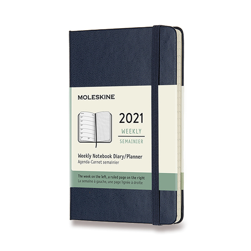 Diár MOLESKINE 2021 týždenný tvrdý modrý S