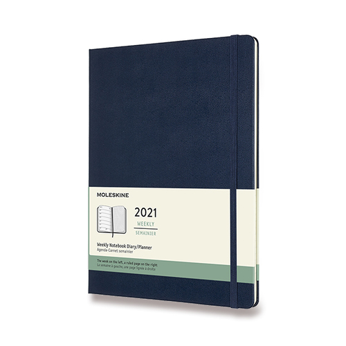 Diár MOLESKINE 2021 týždenný tvrdý modrý XL