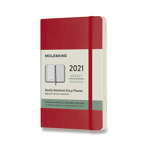 Diár MOLESKINE 2021 týždenný mäkký červený S