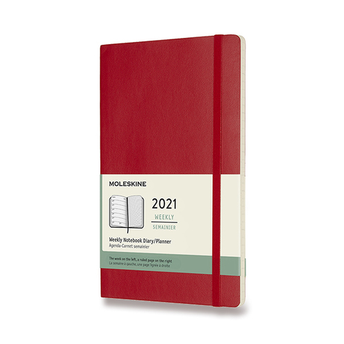 Diár MOLESKINE 2021 týždenný mäkký červený L