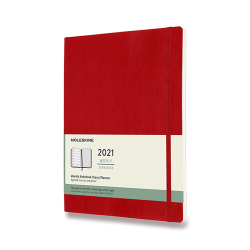 Diár MOLESKINE 2021 týždenný mäkký červený XL