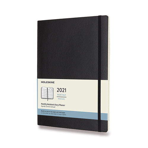 Diár MOLESKINE 2021 mesačný mäkký čierny XL
