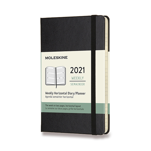 Diár MOLESKINE 2021 horizont týždeň tvrdý čierny S