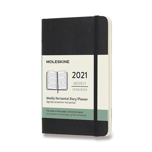 Diár MOLESKINE 2021 horizont týždeň mäkký čierny S