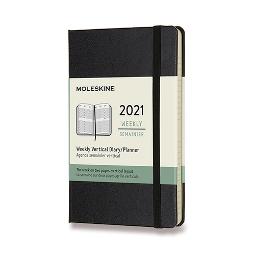 Diár MOLESKINE 2021 vertikálny týždenný tvrdý čierny S