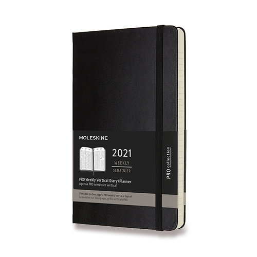 Diár MOLESKINE 2021 vertik. týždenný tvrdý PRO čierny L