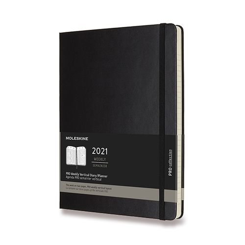 Diár MOLESKINE 2021 vertik. týždenný tvrdý PRO čiernyXL