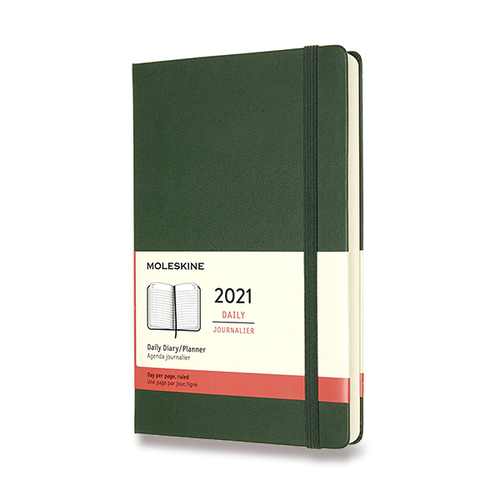 Diár MOLESKINE 2021 denný tvrdý tm.zelený L