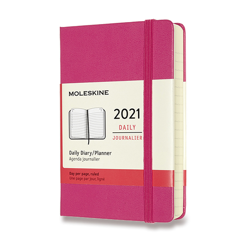 Diár MOLESKINE 2021 denný tvrdý magenta S