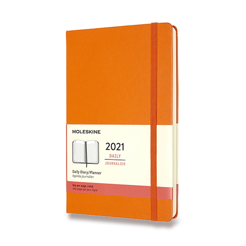 Diár MOLESKINE 2021 denný tvrdý oranžový L