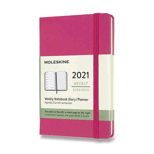Diár MOLESKINE 2021 týždenný tvrdý magenta S