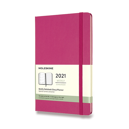 Diár MOLESKINE 2021 týždenný tvrdý magenta L