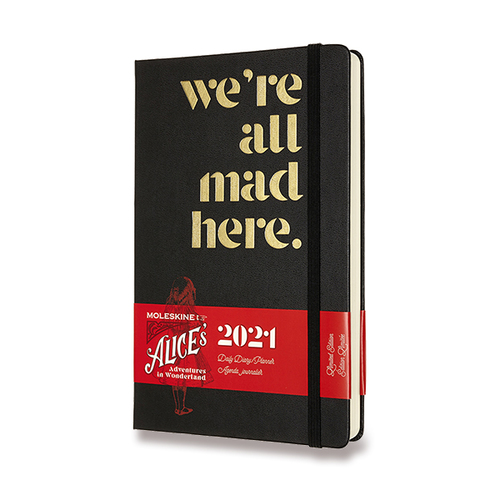 Diár MOLESKINE 2021 denný Alice in W. čierny L
