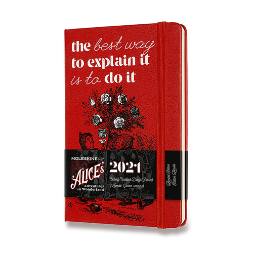 Diár MOLESKINE 2021 týždenný Alice in W. červený S