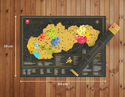 Stieracia mapa Slovenska vlastivedná v darčekovom tubuse