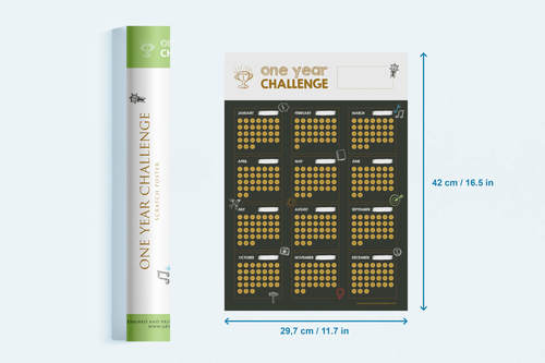 Stierací plagát Ročná výzva – One Year Challenge Poster