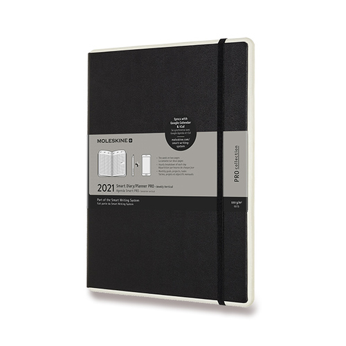 Diár+ MOLESKINE SMART PRO 2021 týždenný čierny XL