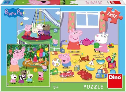 Kniha Puzzle 3x55 Peppa Pig na prázdninách