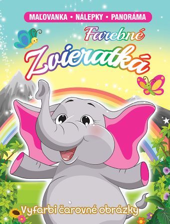 Kniha Farebné zvieratká (Maľovanka - nálepky - panoráma)