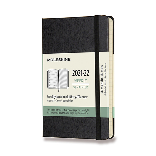 Diár MOLESKINE 18m 2021-2022 týždenný tvrdý čierny S