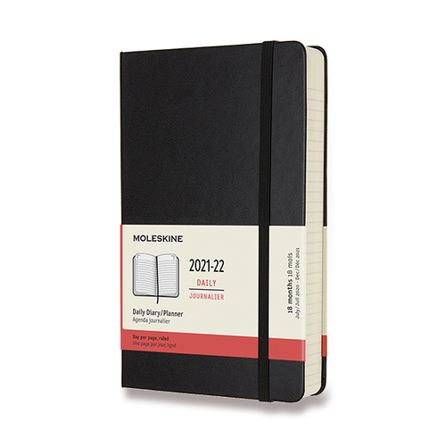 Diár MOLESKINE 18m 2021-2022 denný tvrdý čierny L
