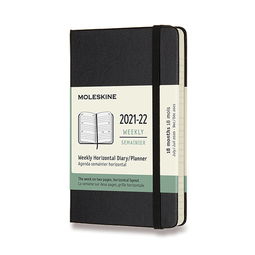 Diár MOLESKINE 18m 2021-2022 hor.týždenný tvrdý čierny S