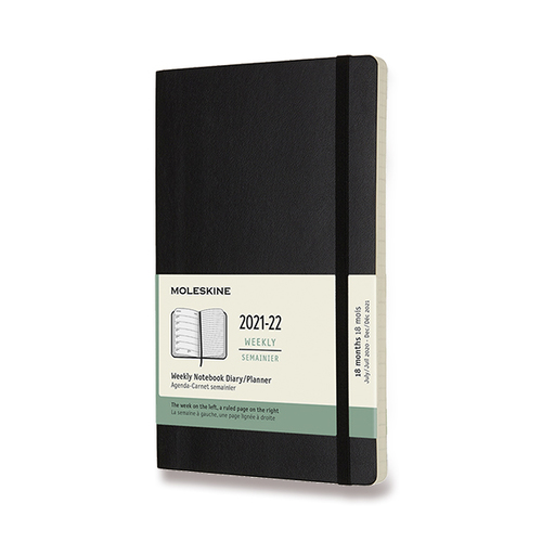 Diár MOLESKINE 18m 2021-2022 týždenný mäkký čierny L