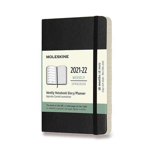 Diár MOLESKINE 18m 2021-2022 týždenný mäkký čierny S