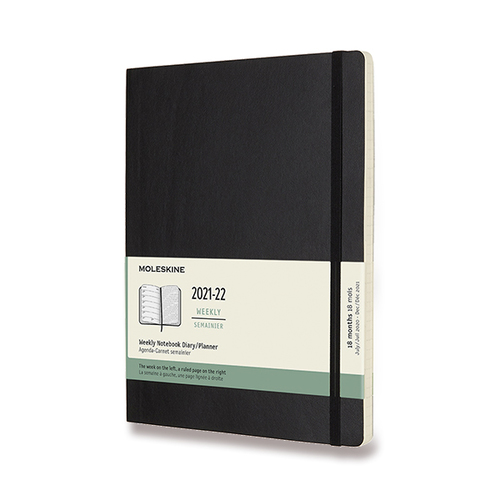 Diár MOLESKINE 18m 2021-2022 týždenný mäkký čierny XL