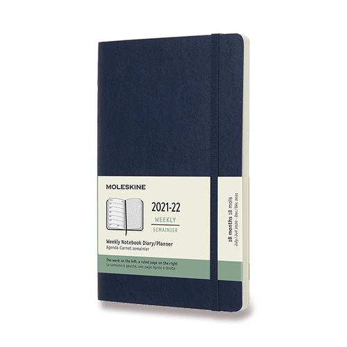 Diár MOLESKINE 18m 2021-2022 týždenný mäkký modrý L