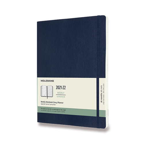 Diár MOLESKINE 18m 2021-2022 týždenný mäkký modrý XL
