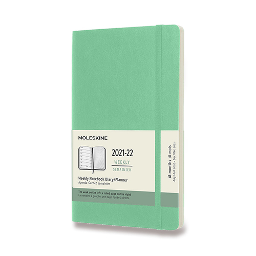 Diár MOLESKINE 18m 2021-2022 týždenný mäkký sv.zelený L