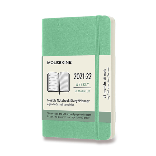 Diár MOLESKINE 18m 2021-2022 týždenný mäkký sv.zelený S