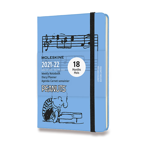 Diár MOLESKINE 18m 2021-2022 týždenný Peanuts modrý S