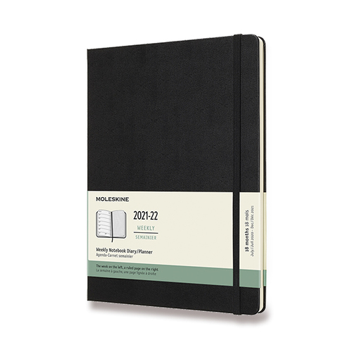 Diár MOLESKINE 18m 2021-2022 týždenný tvrdý čierny XL