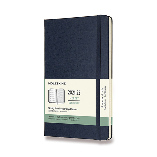 Diár MOLESKINE 18m 2021-2022 týždenný tvrdý modrý L