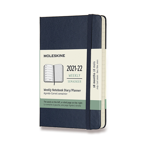 Diár MOLESKINE 18m 2021-2022 týždenný tvrdý modrý S