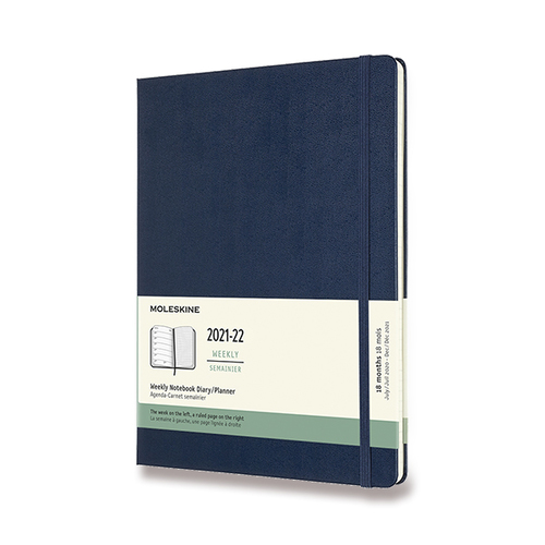 Diár MOLESKINE 18m 2021-2022 týždenný tvrdý modrý XL