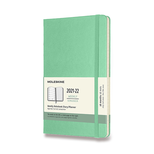 Diár MOLESKINE 18m 2021-2022 týždenný tvrdý sv.zelený L