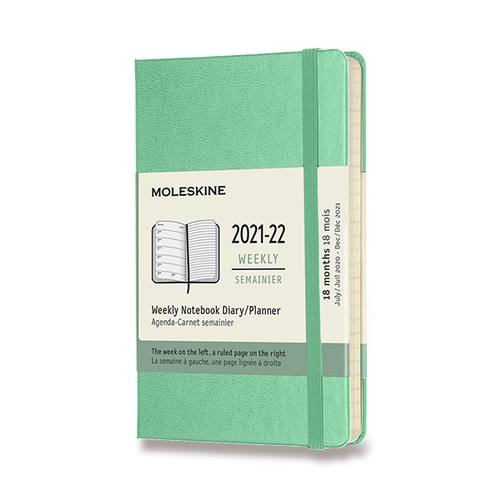 Diár MOLESKINE 18m 2021-2022 týždenný tvrdý sv.zelený S