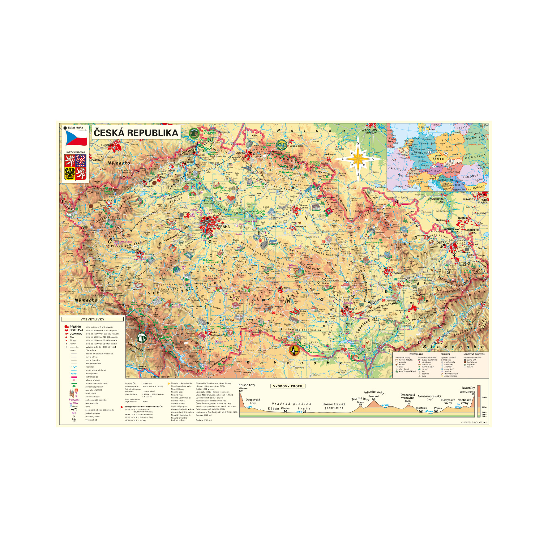 Puzzle Mapa Českej republiky 500 Dino