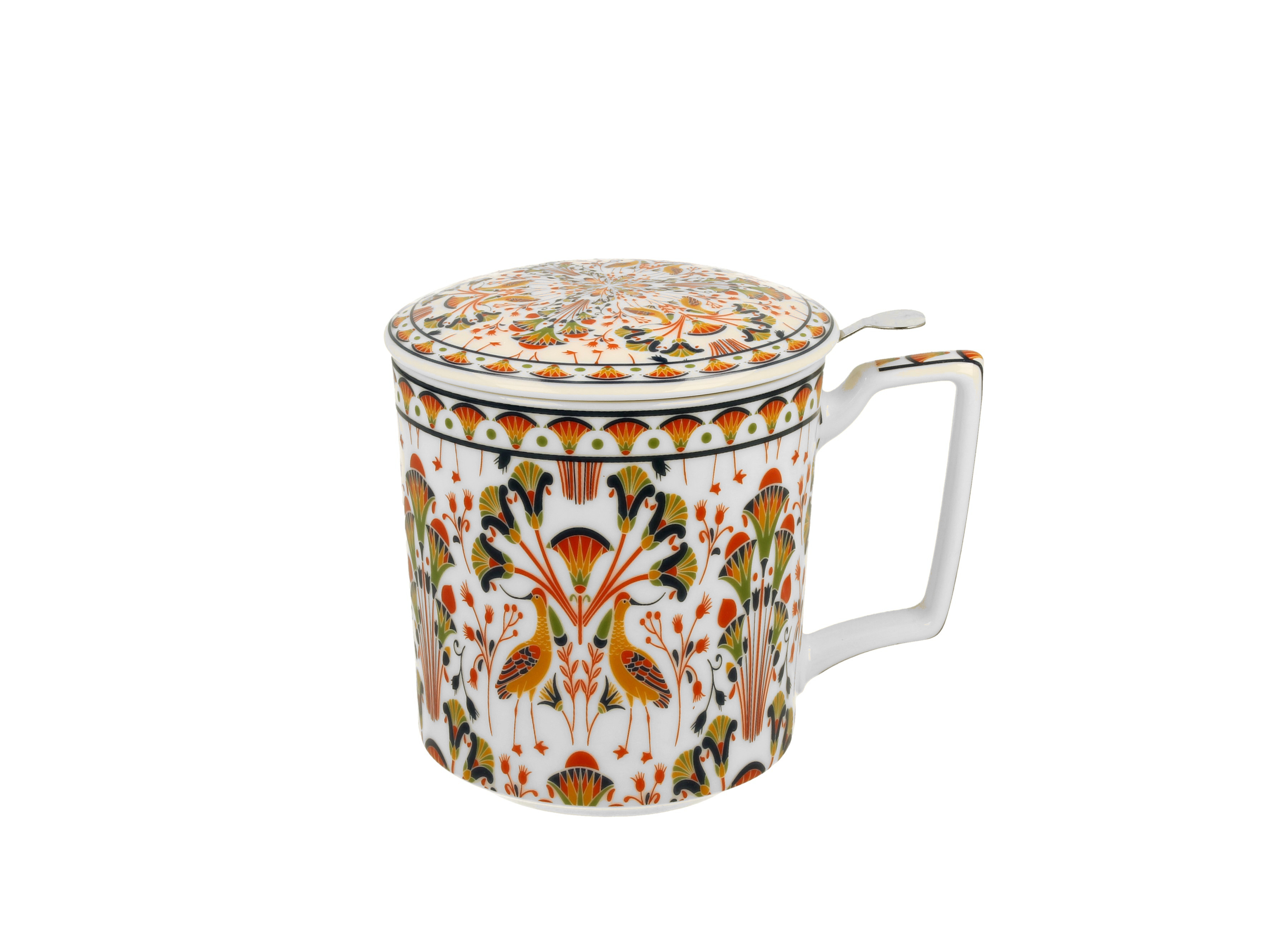 Porcelánový hrnček so sitkom a krytom Heron 400 ml