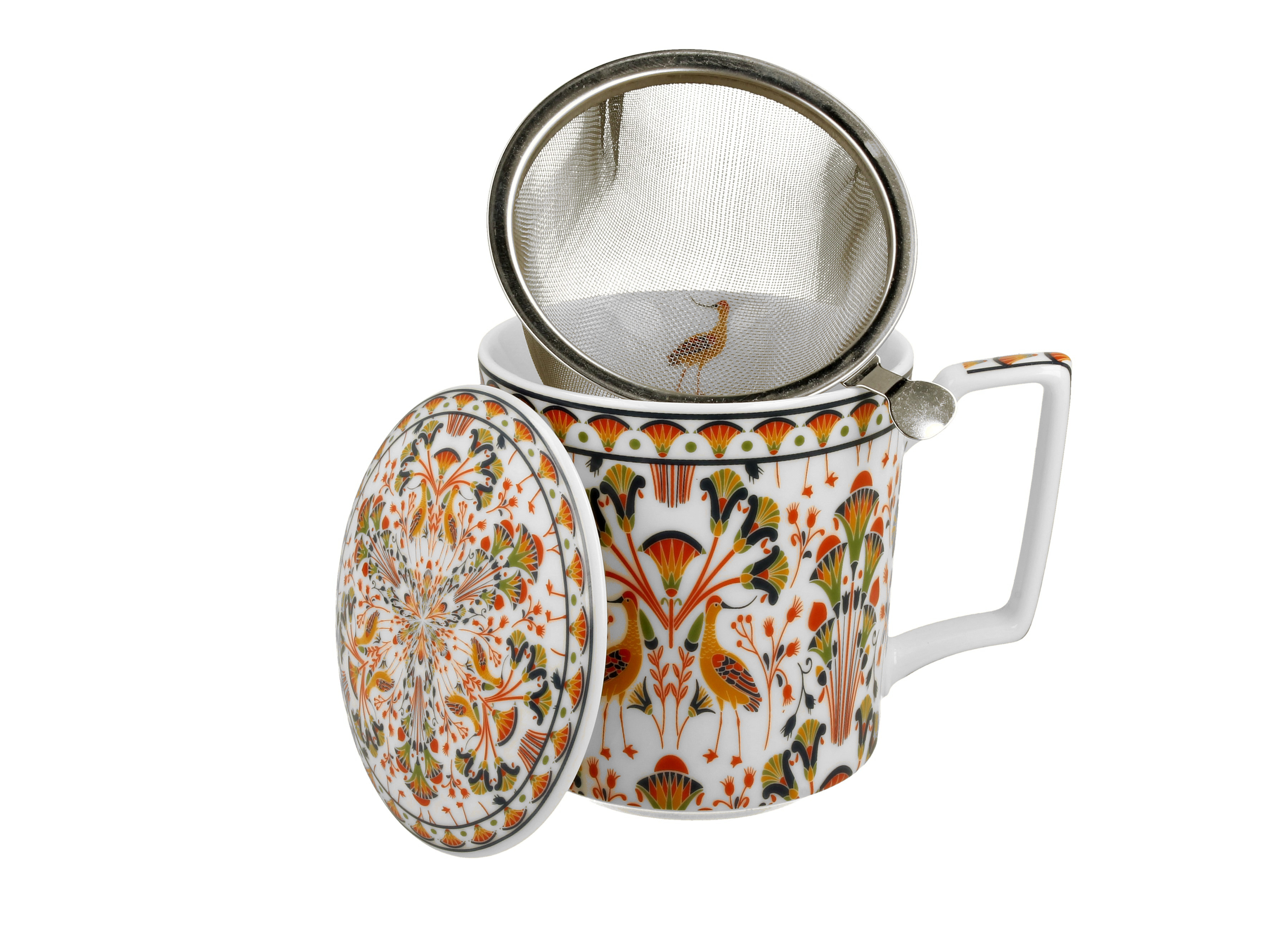 Porcelánový hrnček so sitkom a krytom Heron 400 ml