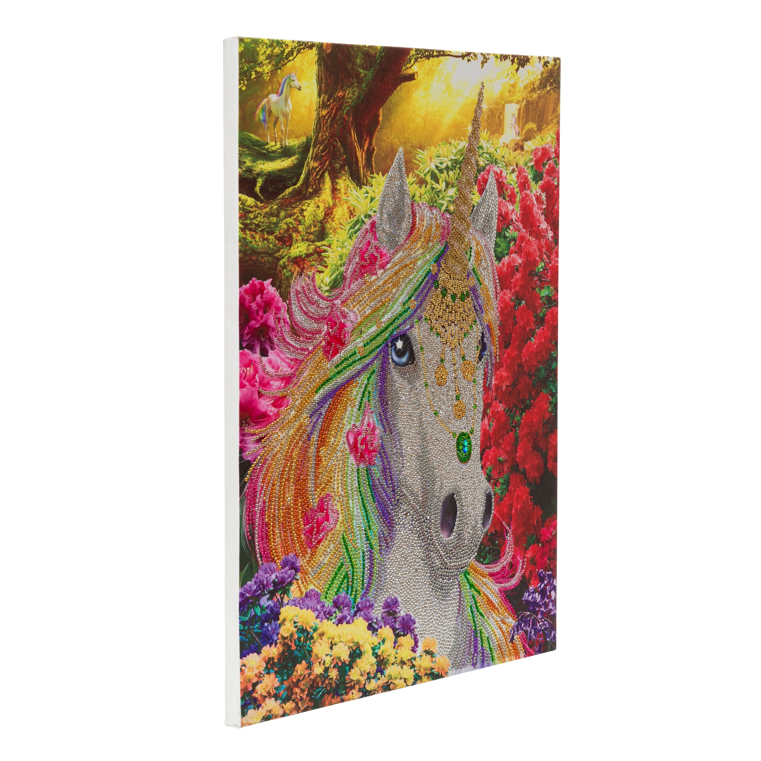 Obraz Jednorožec v lese (40x50 cm) vykladanie z diamantov
