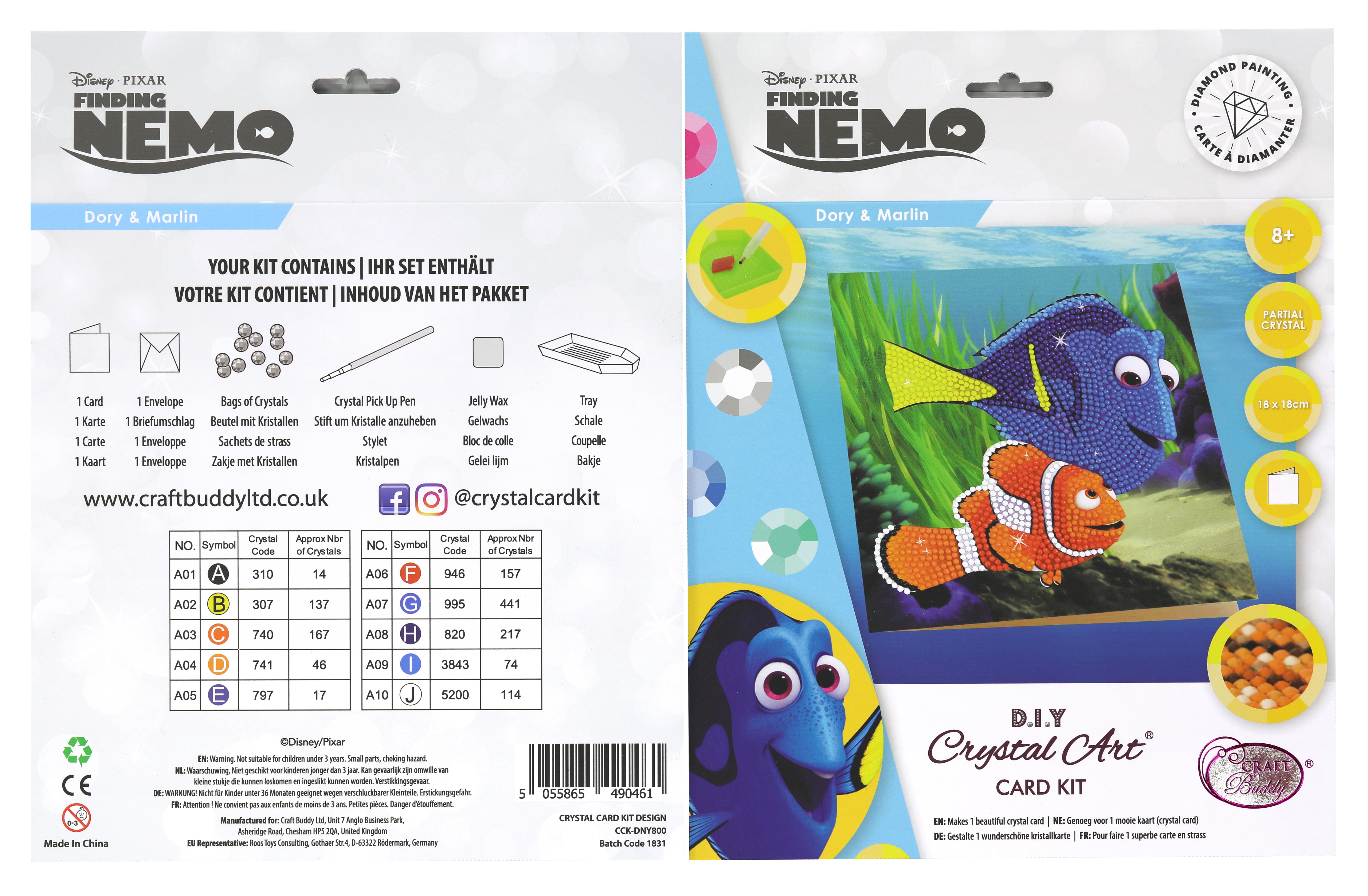 Pohľadnica Dory a Marlin Disney vykladanie z diamantov