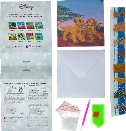 Pohľadnica Simba a Nala Disney vykladanie z diamantov