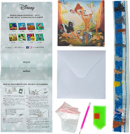 Pohľadnica Bambi a priatelia Disney vykladanie z diamantov